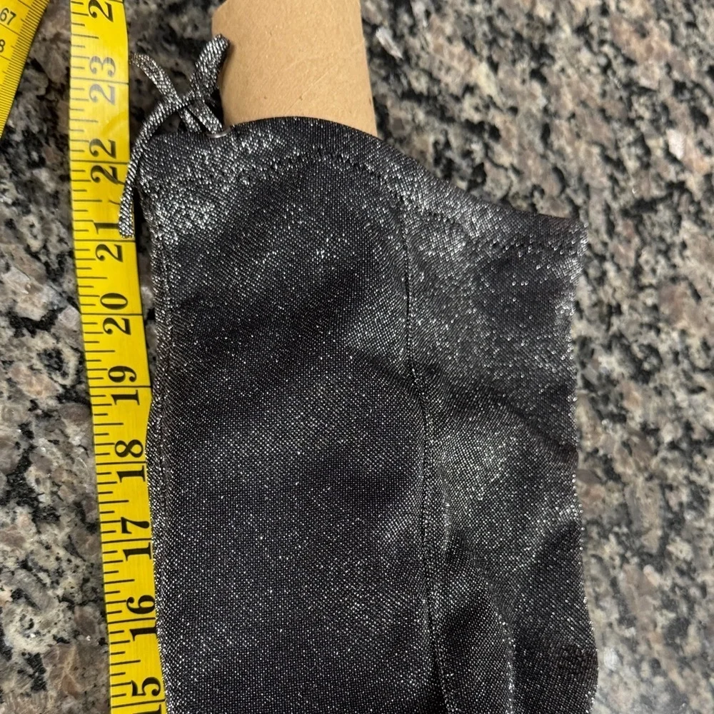 Sugar Black Glitter Over the Knee sock stocking Boots NWOT 7